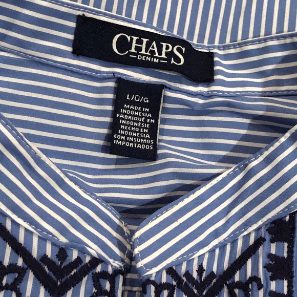 CHAPS | Chan Embroidered Stripe Tunic Top - Picture 7 of 8